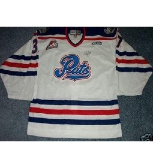 Custom WHL Regina Pats 03 04 Josh Harding Home Hockey Jersey White